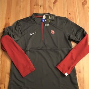 NWT Mens Nike oklahoma sooners therma Sideline Long Sleeve 1/4 Zip CQ5704